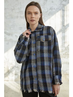 inStyle Püskül Detay Çıtçıtlı Mavi Gömlek