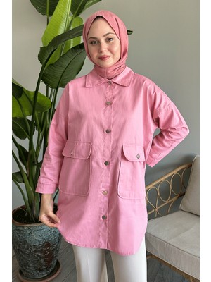 inStyle Oversize Gabardin Pudra Ceket