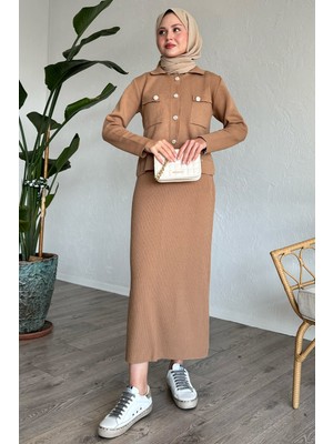 inStyle Etekli Ceketli Camel Takım