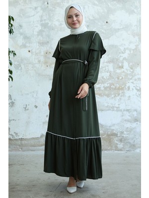 inStyle Kolu Kat Detay Biyeli Haki Ferace