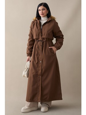 inStyle Ters Cep Kapaklı 2204 Uzun Kaban - Taba