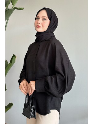 inStyle Salaş Basic Siyah Gömlek