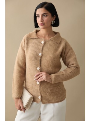 inStyle Boncuk Cep Detaylı Camel Hırka