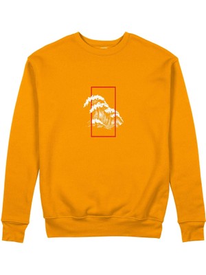 The Lucid Lab Perspektif Kanagawa Dalgası Sweatshirt - Turuncu