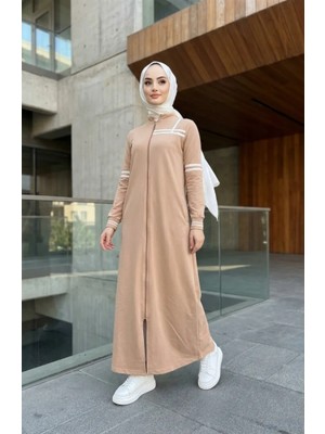 Şerit Detaylı Iki Iplik Spor Ferace 71144-01 Bej