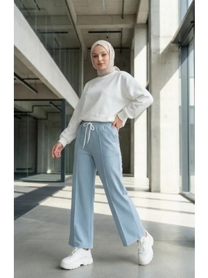 Sefa Merve Beli Lastikli Pantolon 71126-05 Buz Mavisi
