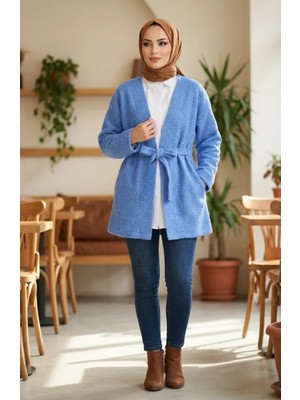 Buklet Kumaş Bağlamalı Kışlık Kap 2235-01 Indigo