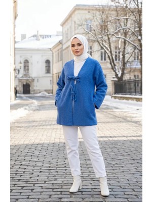 Buklet Kumaş Bağlamalı Kışlık Kap 2234-01 Indigo