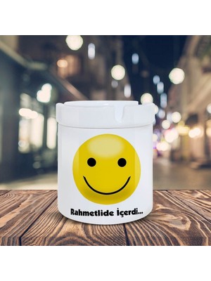 Asilmeydan Rahmetlide İçerdi Espirili Emoji Baskılı Küllük Kül Tablası-70147