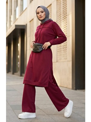 Iki Iplik Kapüşonlu Ikili Takım 3084-01 Vişne