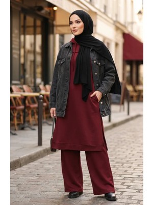 Iki Iplik Kapüşonlu Ikili Takım 3084-03 Bordo