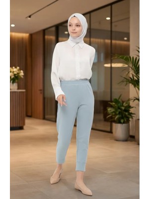 Beli Lastikli Pantolon 71125-03 Buz Mavisi