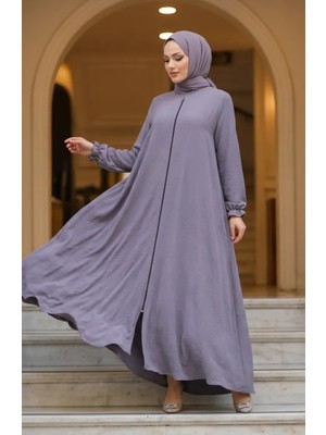 Aerobin Kumaş Kolu Lastikli Fermuarlı Mevlana Ferace 4140-07 Gri