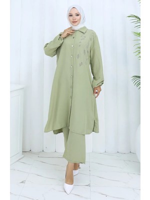 Aerobin Kumaş Tunik Pantolon Ikili Takım 2134-02 Haki