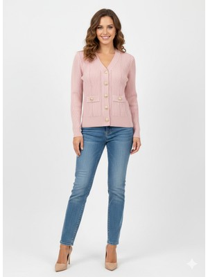 On Triko Düğme Detaylı Hırka 70912