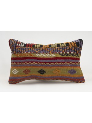 Kilim Wholesale El Yapımı Kilimden Yapılmış Vintage Kırlent Kılıfı, Yün, 30X50 cm