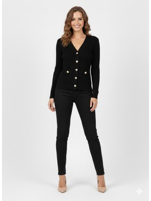 On Triko Düğme Detaylı Hırka 70912