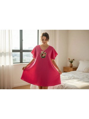 Tosbikotantik Kişiye Özel Tasarım Kanaviçe Işlemeli Şilebezi Pembe Mini Elbise