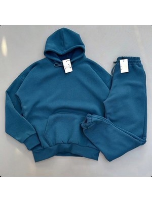 Insane Minds 3 Iplik Pamuklu Kumaş Kışlık Unisex Oversize Kadın Erkek Uzun Kol Alt-Üst Eşofman Takım