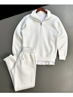 Insane Minds Oversize 3 Iplik Yarım Fermuarlı Kalın Polarlı Alt Üst Takım, 2'li Set