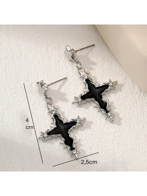 Dükkan Design Black Star Cross Yıldızlı Haç Küpe