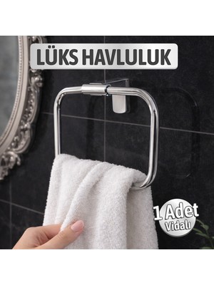 Badem10 Metal (1 Adet) Vidalı Krom Renk Kare Havluluk Banyo Lavabo Için Metal Havluluk Vida Içinde
