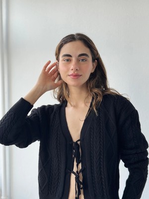 Retrobird Önden Bağlamalı Hırka Kadın Siyah