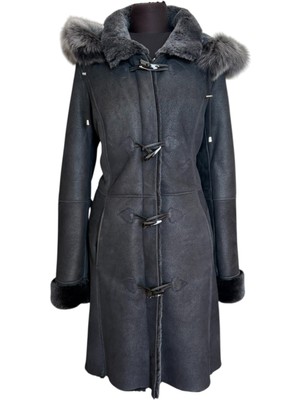 Asus Deri Oslo - Kadın Hakiki Kuzu Kürkü Kapüşonlu Ceket