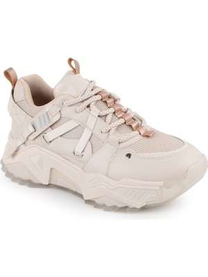 LBR Libero L083.65160 Bej Rose Hakiki Deri Kadın Sneaker Yüksek Tabanlı Rahat Spor Ayakkabı