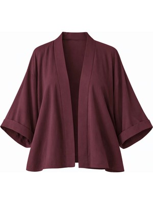Retrobird Tasarım Boho Mini Kimono Kadın Bordo