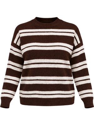 Retrobird Çizgili Triko Kazak Kadın Kahverengi