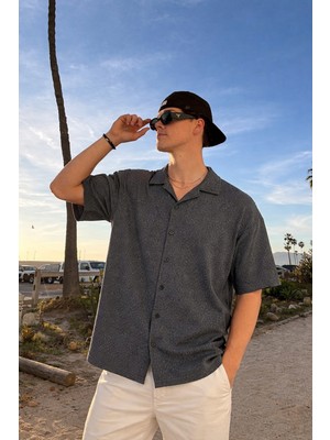 Damga Erkek Basic Polo Yaka Siyah Yazlık Keten Gömlek