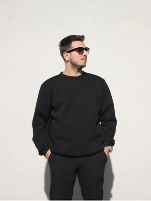 Ross Moda Regular Fit Bisiklet Yaka Kalın Basic Düz Sweatshirt