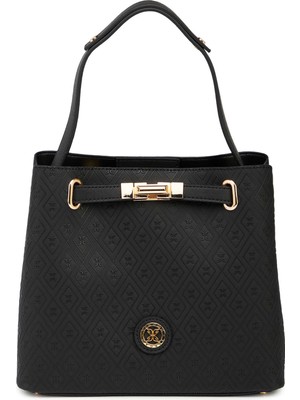 Tergan Siyah Print Kadın Omuz Çantası - S26Y1PR09192-P1Q