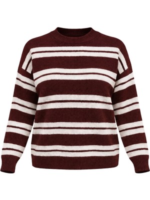 Retrobird Çizgili Triko Kazak Kadın Bordo