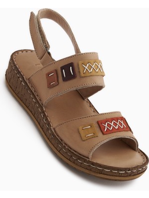 Limoya Loreta Hakiki Deri Vizon Çift Bantlı Kadın Sandalet