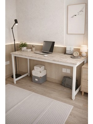 Flinder Merkür Modern Tasarımlı 60 x 140 cm Suntalam Bilgisayar Masası Metal Ayaklı Dayanıklı Yapı