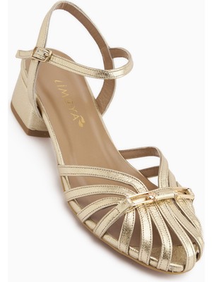 Limoya Serry Hakiki Deri Altın Tokalı Kadın Sandalet