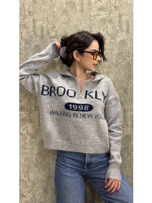 Leilaa Yarım Fermuar Yaka Detaylı Kazak