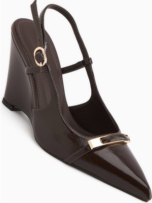 Limoya Phia Kahve Tokalı Dolgu Topuklu Kadın Sandalet