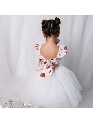 ministok Strawberry Rabbit Tütü Etekli Sırttan Bağlamalı Kız Çocuk Elbise