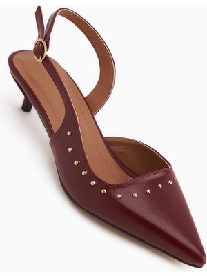 Limoya Marica Bordo Troklu Kısa Topuklu Kadın Ayakkabı