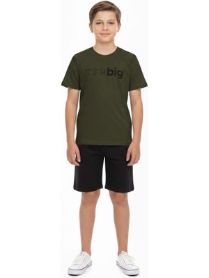 Rapapa Erkek Çocuk Yeşil 'think Big' Baskılı  Şort TAKIM-4006