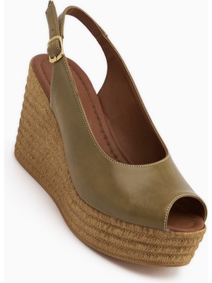 Limoya Caty Haki Dolgu Topuklu Kadın Sandalet