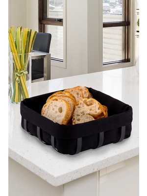 Feyza Design Pratik ve Şık Mat Siyah Ekmek Sepeti, Mutfağınıza Zarif Dokunuş
