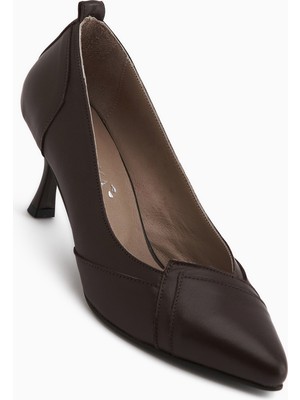 Limoya Mirella Hakiki Deri Kahve Kadın Topuklu Ayakkabı