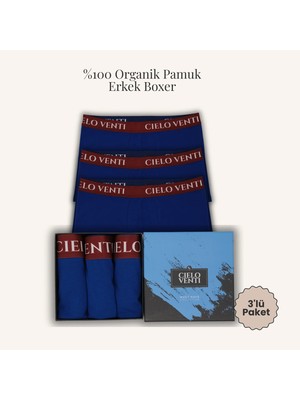 Cielo Venti Night Collection | 3'lü Organik Pamuk Erkek Boxer