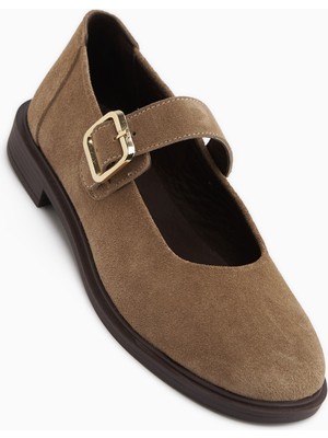 Limoya Senta Hakiki Deri Vizon Süet Tokalı Kadın Günlük Ayakkabı