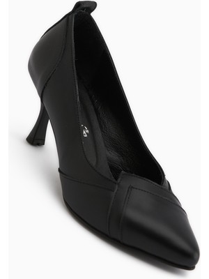 Limoya Mirella Hakiki Deri Siyah Kadın Topuklu Ayakkabı