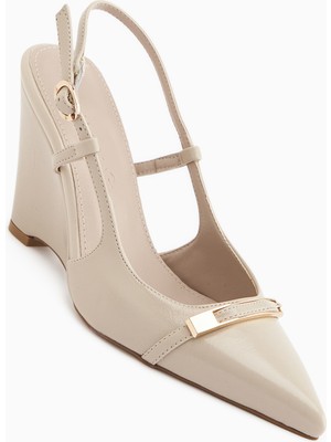 Limoya Phia Bej Tokalı Dolgu Topuklu Kadın Sandalet